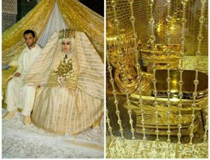 آخر گرانترین لباس عروس که با طلا درست شده وعروس وداماد  که تن دختر شاهزاده سعودی هستش